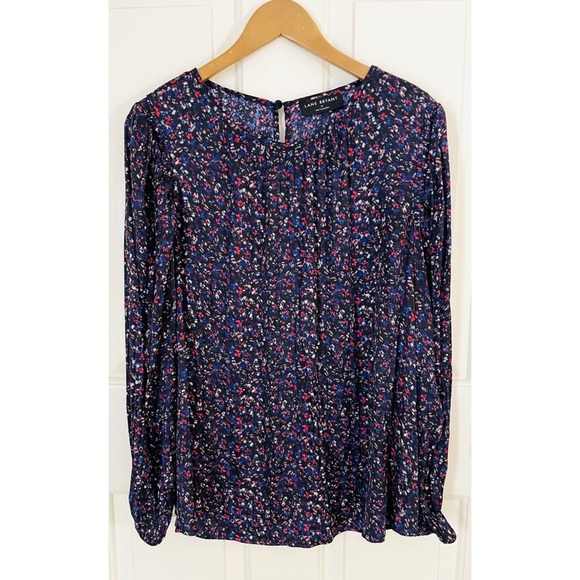 Lane Bryant Purple Floral Long Sleeve Satin Keyhole Dressy Blouse Top 18 1X - Picture 4 of 11